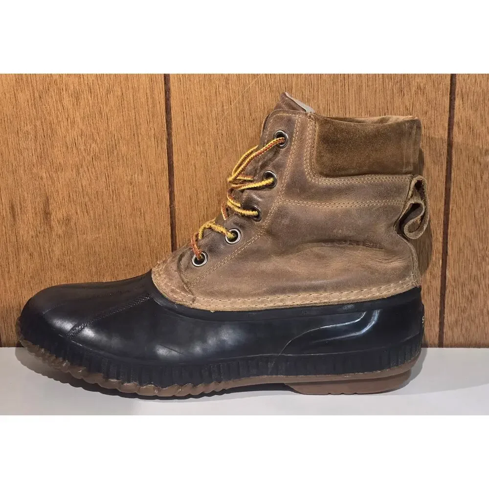 Sorel Duck Boots Men's Size 12 Brown Black Waterproof Lace Up Boots